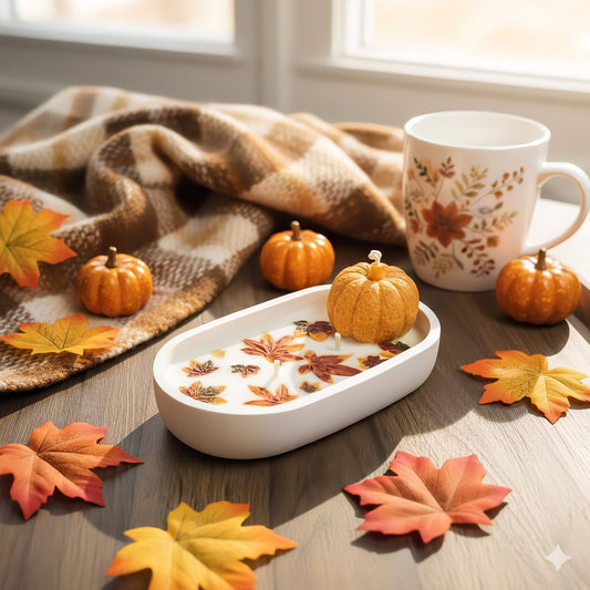 Autumn Harvest Pumpkin & Maple Leaf Candle